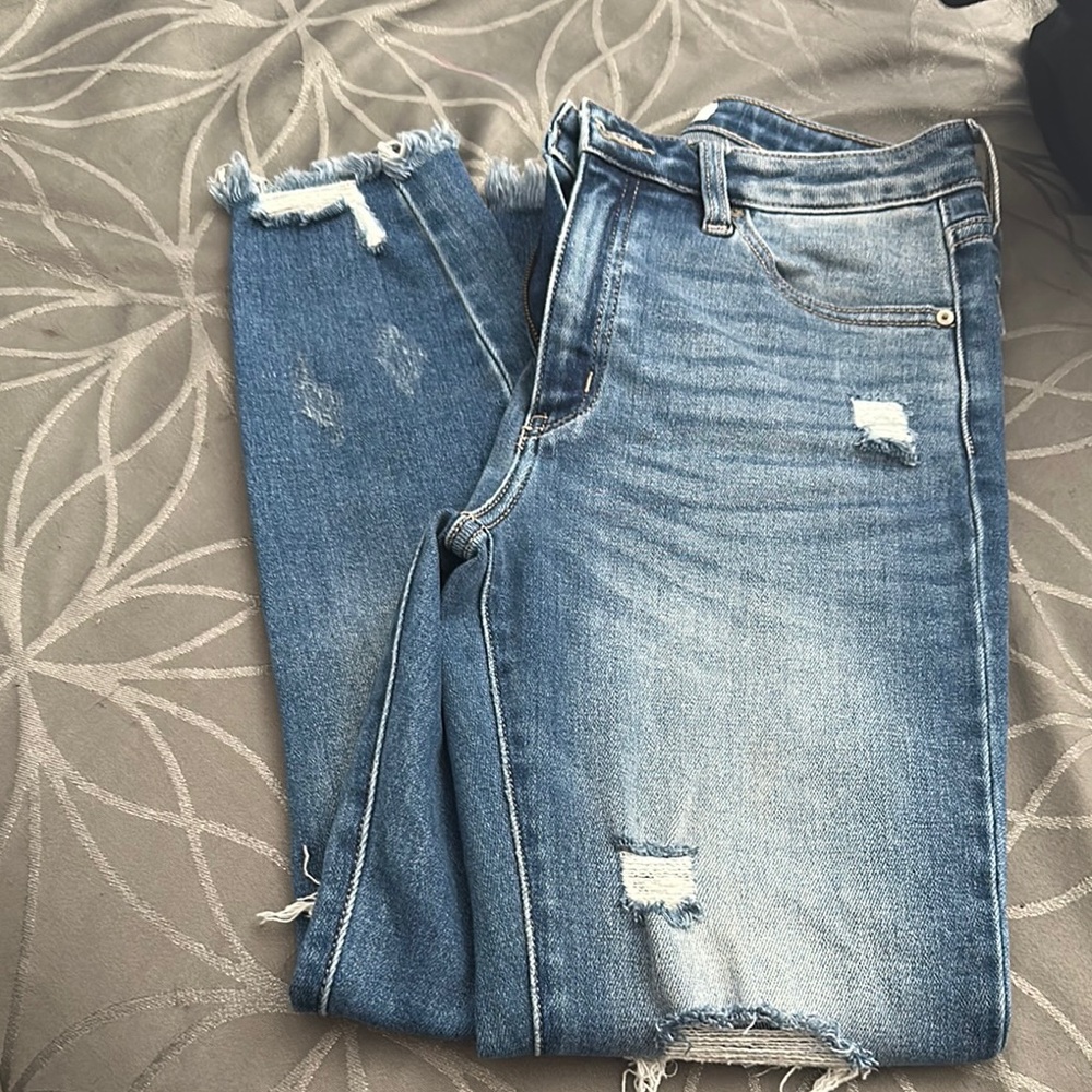 Distressed Blue Jeans